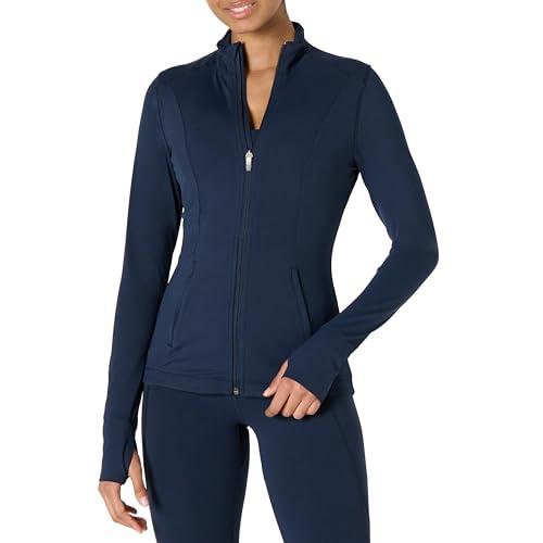 Amazon Essentials Giacca Tecnica in FormFlex Morbidissimo, con Zip Integrale, Vestibilità Aderente Donna, Blu Marino, XXL