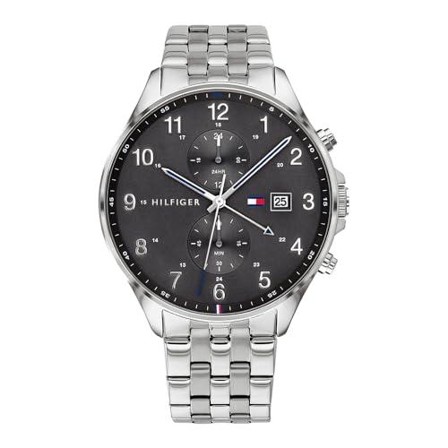 Tommy Hilfiger Orologio analogico multifunzione al quarzo da uomo con cinturino in acciaio inossidabile argentato - 1791707