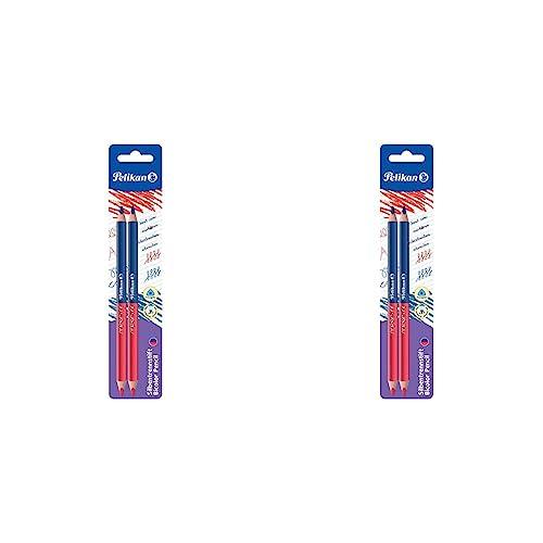 Pelikan Matita Bicolore Rossa Blu, 4 mm, Impugnatura Ergonomica Triangolare, Matite Colorate Ideali per Scuola, Maestri, Insegnanti e Professori, 2 Pezzi (Confezione da 2)