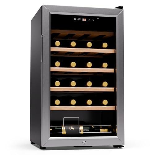 KLARSTEIN Shiraz Premium Smart 24 - Frigorifero per vini, 24 bottiglie, temperatura regolabile, illuminazione LED, controllo WiFi, display touch