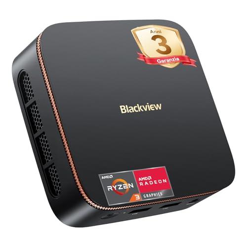 Blackview(Garanzia 3 Anni)MP20 Mini PC Win 11 Pro Ryzen 3300U(Migliore di 3250U/N150), 16GB RAM 512GB M.2 SSD, Mini Desktop Computer con Radeon Graphics, 4K@60Hz UHD, USB/HDMI/DP - Ufficio/Casa/Scuola