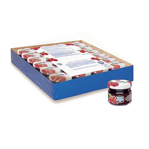Menz&Gasser Confettura Extra di Lamponi Monodose Premium Quality, Prodotta in Italia, con Frutta di Alta Qualità, 24 Vasetti x 28 g