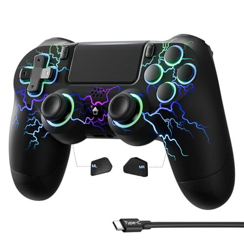 Generico Upgrade Controller per PS4, Controller Bluetooth per PS4/ PC, Porta Type-C, Pulsanti Posteriori, con Hall Joystick, 1000mAh Batteria, Turbo, Vibrazione, Design Ergonomico Antiscivolo