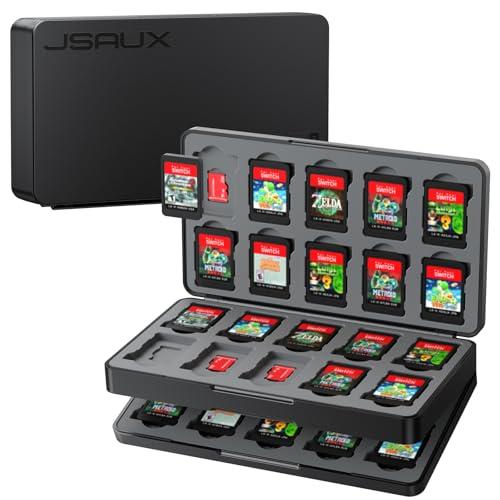 JSAUX Custodia per Schede di Gioco Compatibile con Nintendo Switch 2 (2025), Switch OLED e Lite, Scatola Rigida con 40 Slot per Cartucce e Schede Micro SD, Game Card Case, Accessori per Switch – Nero