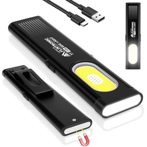 flintronic Mini Torcia Piatta, Lampada da Lavoro COB Ricaricabile Ttramite USB C, 4 modalità di illuminazione, Lampada portatile per Auto/Campeggio/Home e di Emergenza Uso