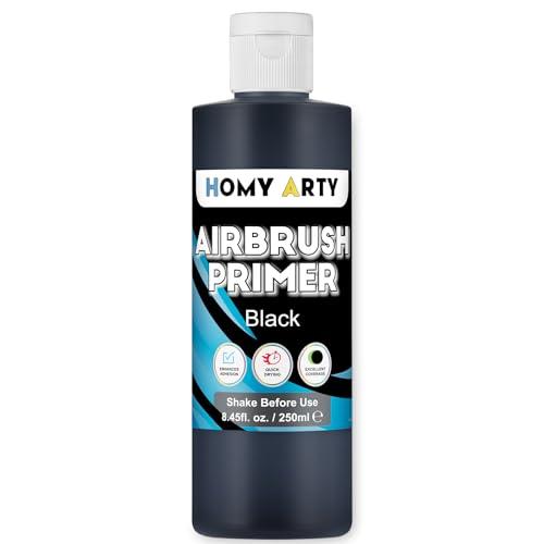 HOMY ARTY Primer per Aerografo - Primer Acrilico Nero per Aerografo, 250 ml Asciugatura Rapida Finitura Opaca, Vernice Primer con Eccellente Adesione per Modellini in Plastica, Metallo e Tela