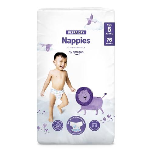 Marchio Amazon - Mama Bear Pannolini ultra asciutto, Taglia 5 (10-16 kg), Con canali d'areazione, Bianco, 76 Unità (1 confezioni da 76) - Nuova versione
