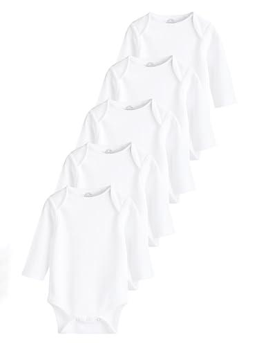 NEXT Confezione da 5 body per neonati a maniche lunghe a coste Bianco 3 Mesi