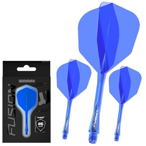 WINMAU Freccette Fusion Sistema Integrato di Volo e Albero - No.6 Forma e Design - Blu, Media Lunghezza
