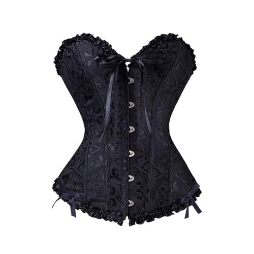 Generico Corsetto per Donne, Bustino Shapewear Lingerie Bustino Corsetto Donna Elegante Bustier Corpetto Top Retro Corsetti Bustini Gotico per Halloween Carnevali (Black, S)