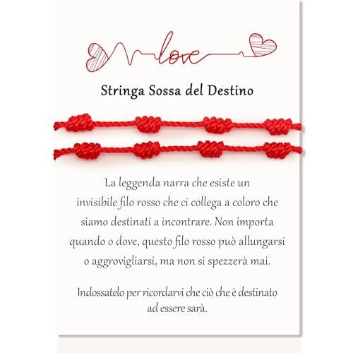 XIANGLONGY 2 Pezzi di Filo Rosso del Destino, Braccialetti Rossi Regolabile, Bracciale Filo Rosso del Destino, Amuleto Della Possessione, Unisex, Comodo da Indossare, Alla Moda e Versatile (Stile A)