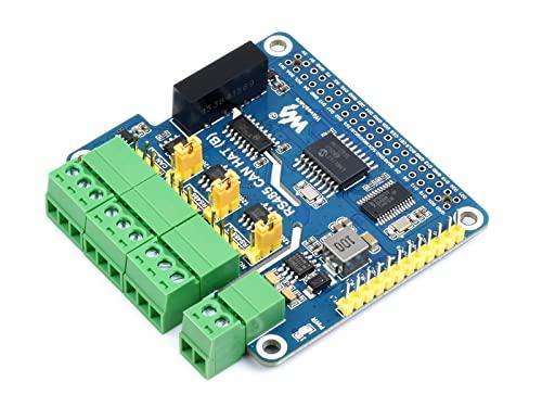 Isolated RS485 CAN HAT (B) for Raspberry Pi 4B/3B+/3B/2B/B+/A+/Zero W/Zero WH,2-CH MCP2515 RS485 and 1-CH CAN Built-in Multiple Protection Circuits,SPI communication