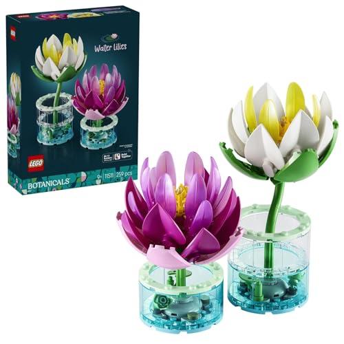 LEGO Botanicals Ninfee - Set di Piante Artificiali con Fiori Finti in 2 Vasi Trasparenti - Decorazione per Camera da Letto Fai da Te - Regalo per Bambine e Bambini da 9 Anni in su e per Adulti - 11511