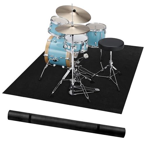Tappeto per percussioni, 120 x 160 cm, con fondo antiscivolo e riduzione del rumore, per studio, appartamento, outdoor, kit per batteria, colore nero