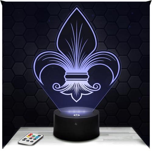 Lampephoto.fr - Lampada 3D Giglio Simbolo Regalità Lampada Tattile a LED, Effetto Ologramma 3D, Idea Regalo Natale Compleanno per Ragazzo o Ragazza, Oggetto decorazione camera