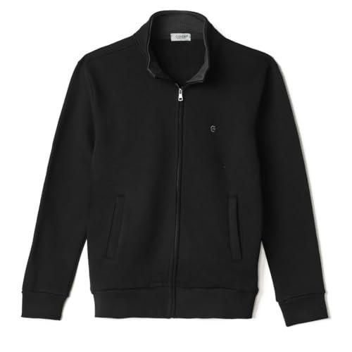 Coveri Felpa Uomo Aperta Senza Cappuccio Zip Intera Invernale Felpata con Tasche Pesante (XL - Nera)