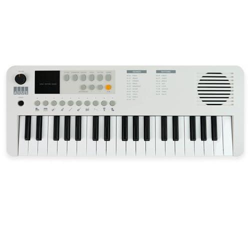 Axus 37 Mini Tastiera Portatile In Bianco Artico: Divertente Pianoforte Elettrico Per Principianti, Usb-C O Alimentazione A Batteria