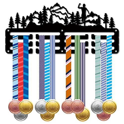 CREATCABIN Porta Medaglie Appendiabiti Medaglie Trail Running Display Rack Sport Premi Appendere In Metallo Premi Decorazioni Parete In Metallo Premi per Badge Corridore Maratona Medaglia Nero 29x13cm