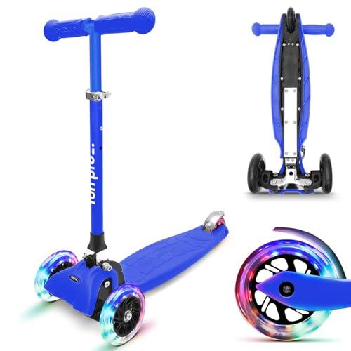 Fun Pro One - Monopattino per bambini, con ruote a LED, pieghevole, dai 2 anni in su, certificato TÜV, Marine