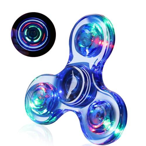 SCIONE Fidget Giocattoli Luminoso Fidget Spinner per Bambini LED Cristallo Ansia Anti-Stress Autismo Fidgets Migliore edc Giocattoli a Mano Blu