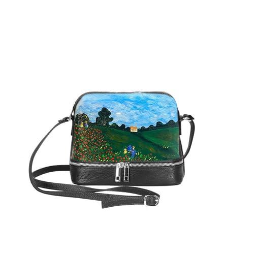 Borsa in Pelle Dipinta a Mano – I PAPAVERI DI MONET – a Tracolla, Pochette Donna, Idea Regalo, Arte Lisanti, Artigianato Italiano, Made In Italy, Vera Pelle, Tote Bag, Elegante Di Alta Qualità