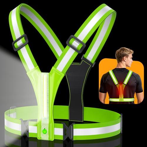 Glangeh Luce Running LED Super Luminosa, Visibile a 360° Luce Corsa Notturna per Adulti e Bambini, Impermeabile e Regolabile, Torcia Frontale Bretelle Catarifrangenti per Passeggiate/Ciclismo/Jogging