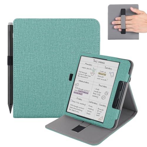 Vakarey per Kobo Libra Colour Cover con Portapenne,per Kobo Libra 2 Custodia con Cinturino da Polso,Verde