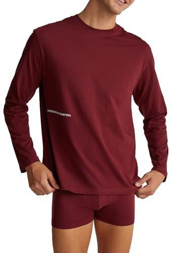 United Colors of Benetton Maglia G/C M/L 30964M021 Parte Superiore del Pigiama, Rosso, L Uomo