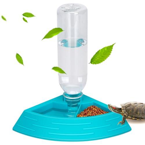 Nobleza - Alimentatore Automatico Rettile, Distributore di Acqua per Rettili Rettile Acqua Piatto Angolo Tartaruga Acqua Dispenser Bottiglia Tartaruga Cibo Ciotola (Blu, Taglia S)