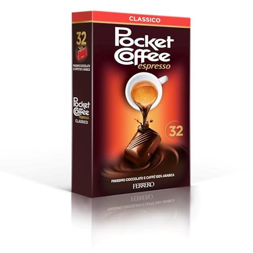 Ferrero Pocket Coffee - 32 Specialità Ripiene di Caffè Liquido, 100% Arabica, Racchiuso in un Guscio di Finissimo Cioccolato, Senza Glutine, Confezione da 400 gr
