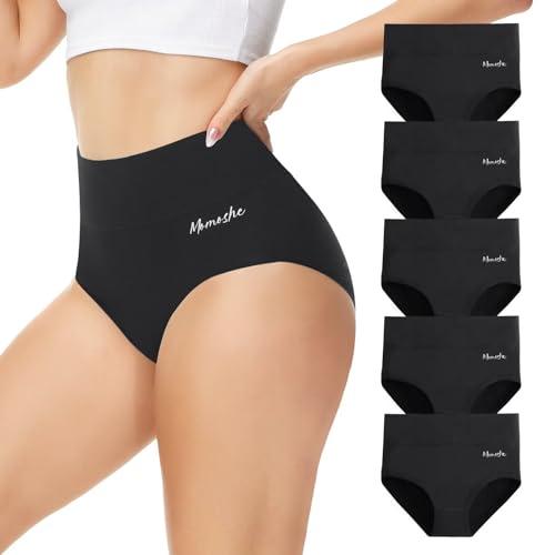 Momoshe Mutande Donna Cotone Vita Alta Pacco da 5 Slip Traspirante Culotte Comode Elasticizzato Intimo