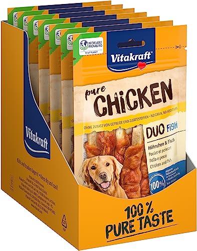 Vitakraft Snack per carne di pollo duo, senza cereali, con pollo, con pesce, con omega 3 acidi grassi, senza aggiunta di zucchero (8 x 80 g