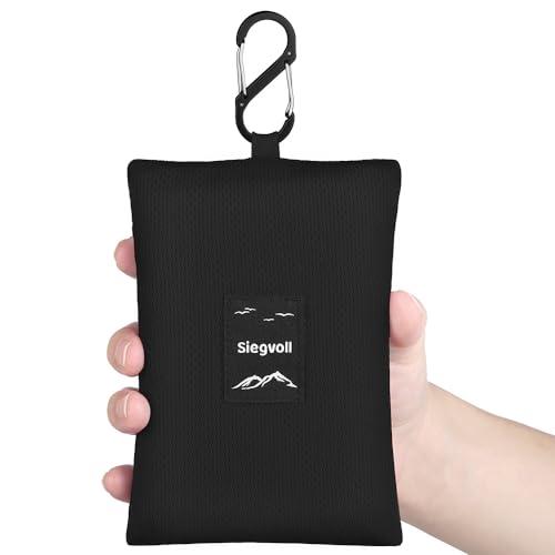 Siegvoll Coperta da Spiaggia Portatile 210 x 200 cm Tappetino da Picnic Pocket Portatile Coperta da Picnic con Moschettone Tappetino da Spiaggia per Campeggio, Trekking, Montagna, Viaggi (Grigio)