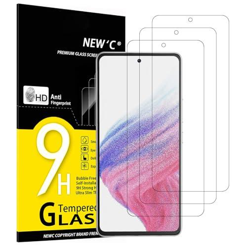 NEW'C 3 Pezzi, Vetro Temperato per Samsung Galaxy A53 5G, Pellicola Prottetiva Anti Graffio, Anti-Impronte, Senza Bolle, Durezza 9H, 0,26mm Ultra Trasparente, Ultra Resistente