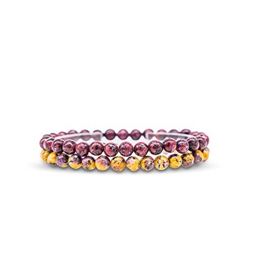 Bracciale Chakra Yoga Set Di 2 Donna e Uomo - Bracciale Con Perline Da 6mm Del Buddismo Zen Per La Famiglia e Gli Amici - Protezione Tantrica, Portafortuna, Talismano