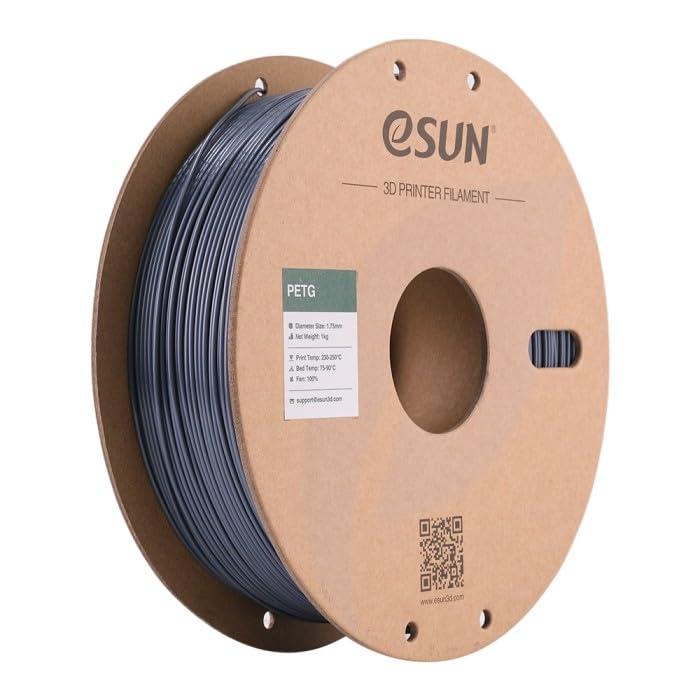 eSUN Filamento PETG 1.75mm, Filamento per Stampante 3D PETG, Precisione Dimensionale +/- 0.05mm, Bobina da 1kg (2.2 libbre) Filamento per Stampa 3D per Stampanti 3D, Grigio Solido