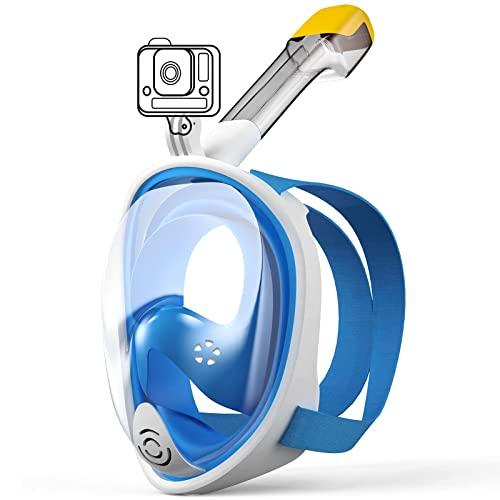 Maschera Snorkeling Subacquea Immersione con Portata Fotografica Sportiva 180 ° Vista Panoramica Sistema Respiratore Antigelo Maschera Sub per Adulti e Bambini S/M