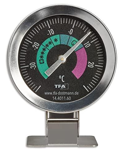 TFA Dostmann Termometro analogico da frigorifero 14.4011.60 in acciaio inox adatto anche per congelatori e celle frigorifere fino a -40°C, argento