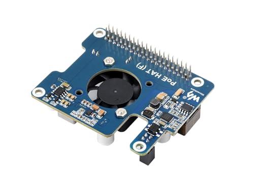 POE HAT (F) for Raspberry Pi 5, 802.3af/at-compliant, Power Over Ethernet HAT Expansion Board for Raspberry Pi 5, with Metal Heatsink,Onboard Cooling Fan