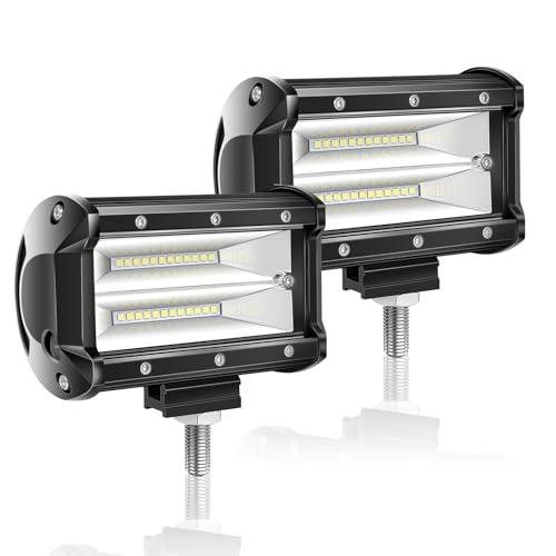 Willpower 2pc Faro da Lavoro Led Trattore 13cm 72W Fari Led Fuoristrada 12V Fascio Inondazione Impermeabile Fari LED Luce da Lavoro Auto Camion Barca Veicoli 4x4 ATV UTV