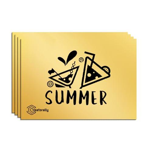 Creatorally Pannelli di Plastica, Pannello Plastica ABS per Incisione Laser 30x20 cm, 4 Foglio Plactic Incisibile 1,3 mm per Fai da Te Personalizzato Cartello (Nero su Oro a Specchio)