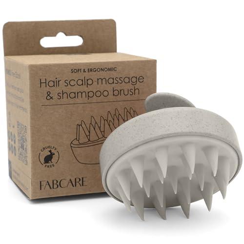 FABCARE Massaggiatore Cuoio Capelluto, Spazzola Massaggio Cuoio Capelluto, Steli di Grano, Silicone, Massaggiatore, Capelli Asciutti e Bagnati, Crescita Capelli, Beige