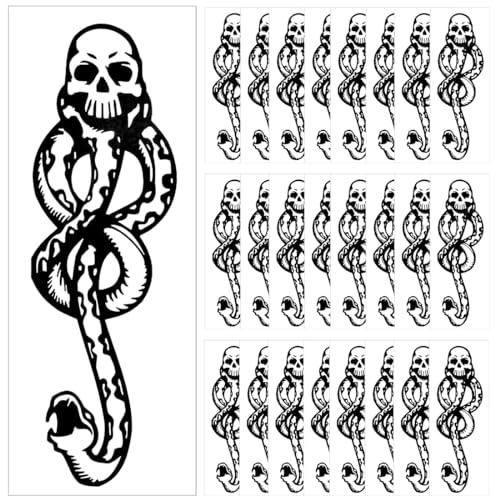 30 fogli Mangiamorte Mangiatore oscuro Tatuaggi,Tatuaggi con il simbolo dei Mangiamorte di Harry Potter, Marchio Nero Mangiamorte Tatuaggi temporanei, Serpente Mangiamorte