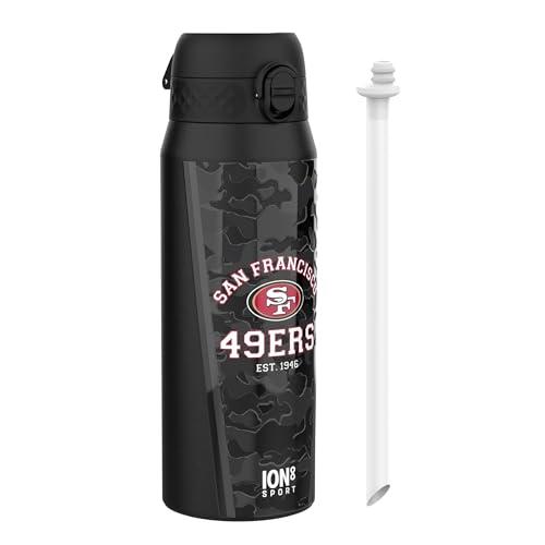 Ion8 NFL San Francisco 49ers Borraccia Termica con Cannuccia Rimovibile, 750ml/24oz, a Prova di Perdite, Facile da Aprire, Serratura Sicura, Lavabile in Lavastoviglie, Maniglia per il Trasporto