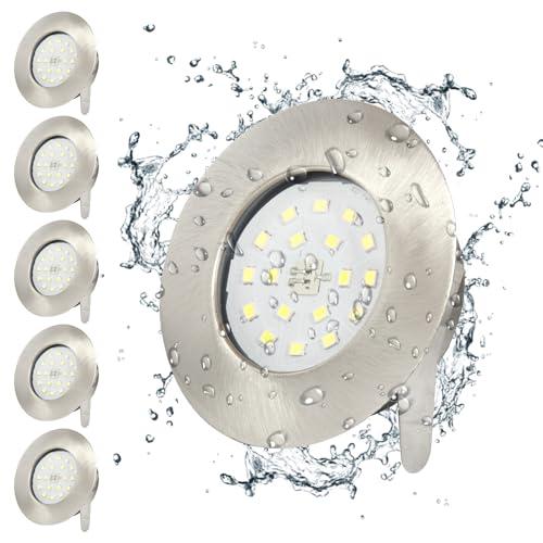 Wondlumi Faretti LED da Incasso per Cartongesso 5W,IP44 Luce Fredda 500LM,Foro 60-68mm per Bagno Cucina,Esterno Ultra Slim 30mm,Faretti Led Soffitto Inox 220V Set di 6