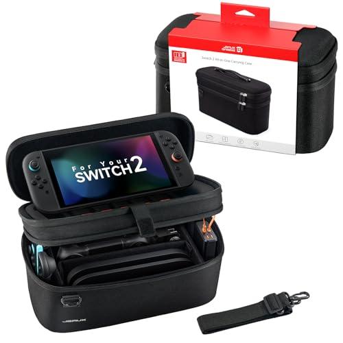 JSAUX Custodia Tutto-in-Uno per Nintendo Switch 2, Borsa da Viaggio per Dock, Controller Pro e Accessori, Adatta alla Console con Cover, Grande Capacità – Nero