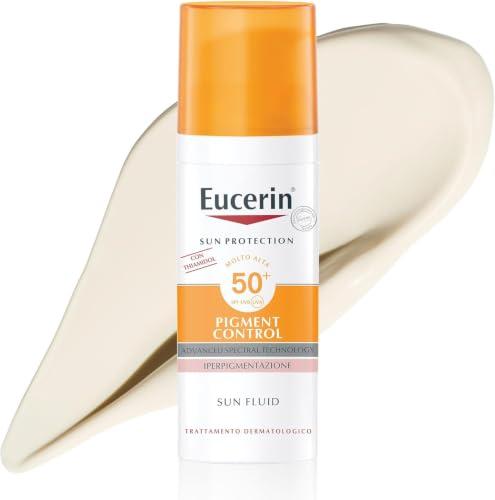 Eucerin Pigment Control Sun Fluid SPF 50+ 50 ml, Crema solare viso 50+ con filtri UVA/UVB, Protezione solare viso 50+ antimacchie e iperpigmentazione, Formula adatta a tutti i tipi di pelle