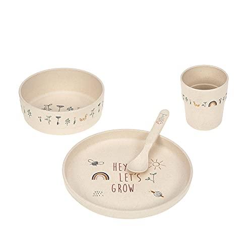 LÄSSIG Set di stoviglie per bambini, piatto ciotola tazza cucchiaio, senza BPA/Dish Set PP/Cellulose Garden Explorer