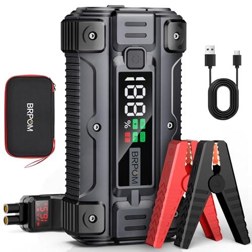 BRPOM Avviatore Batteria Auto, 6000A 26800mAh Avviatore di Emergenza per Auto/Moto, (Motori Fino a ALL Gas o 8.5L Diesel) Booster Avviamento Auto con Torcia a LED&USB Quick Charge 3.0