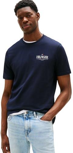 Tommy Hilfiger Uomo T-Shirt Maniche Corte Stack Tee Regular Fit, Blu (Desert Sky), S